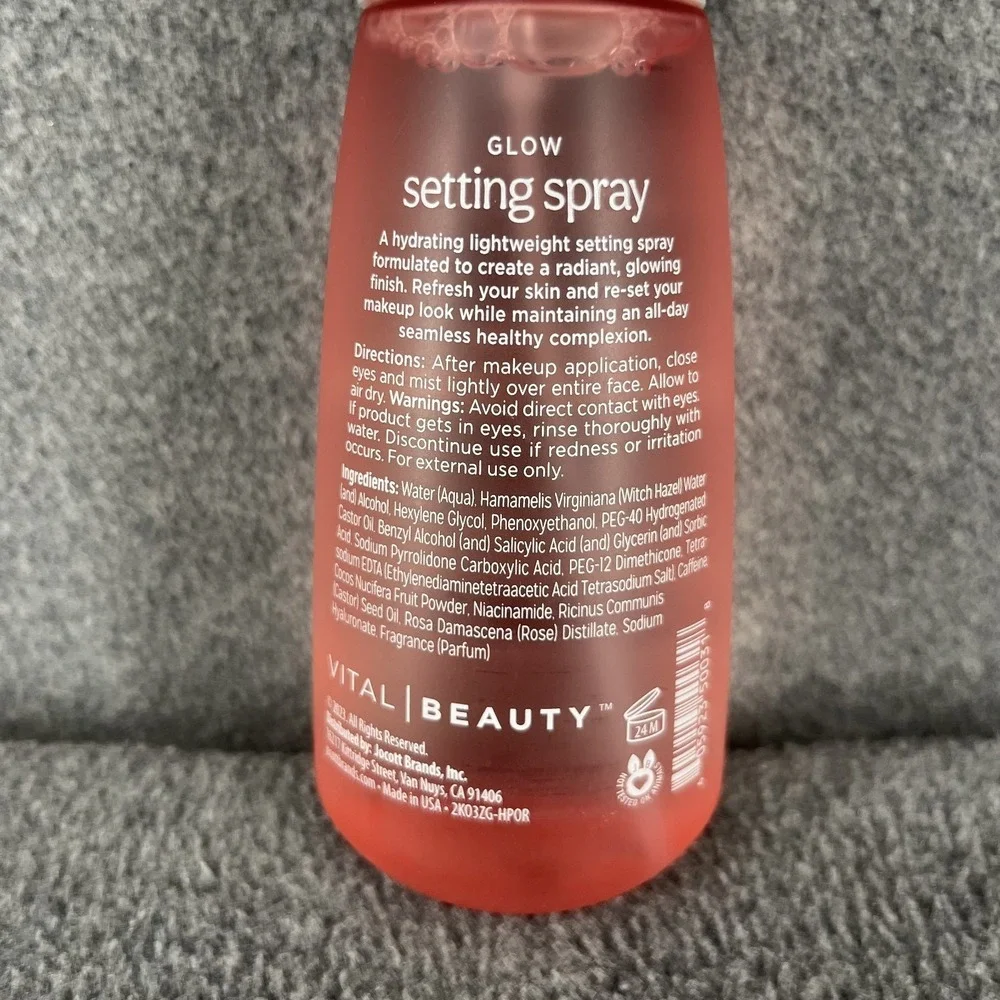 Vital‎ Beauty Glow Makeup Setting Spray with Rose Water & Hyaluronic Acid 8 oz